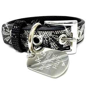 DESIGNER-FLOWER POWER DIAMONDS IN THE RUFF DOG COLLAR
BLACK SMALL